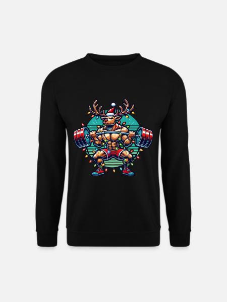 Christmas Bodybuilder Reindeer Muscle Power - Unisex Sweatshirt - black
