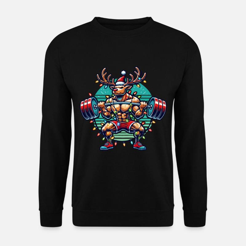 Christmas Bodybuilder Reindeer Muscle Power - Unisex Sweatshirt - black