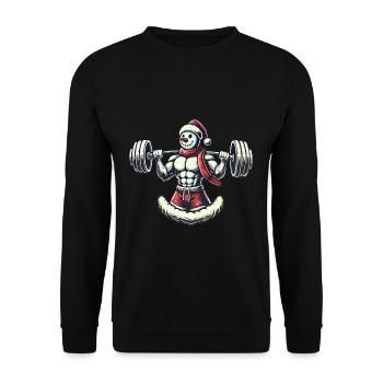 Strong Snowman Weight Lifting Christmas Motif - Unisex Sweatshirt - black - Front - Alina (178cm) & Michal (187cm)