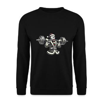 Christmas Weightlifter Snowman Fitness - Unisex Sweatshirt - black - Front - Alina (178cm) & Michal (187cm)