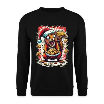Weihnachtsstress Lustig Mama Eichhörnchen - Unisex Pullover - Schwarz - Vorne - Alina (178cm) & Michal (187cm)