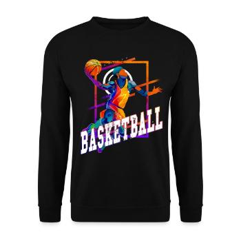 Basketball Basketballer Spieler Fan Vintage Retro - Unisex Pullover - Schwarz - Vorne - Alina (178cm) & Michal (187cm)