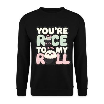 Sweet Sushi Motif – You're Rice to My Roll - Unisex Sweatshirt - black - Front - Alina (178cm) & Michal (187cm)