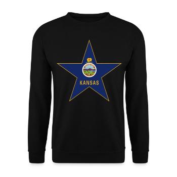 Kansas Fan T-Shirt – Dein Bundesstaat! - Unisex Pullover - Schwarz - Vorne - Alina (178cm) & Michal (187cm)