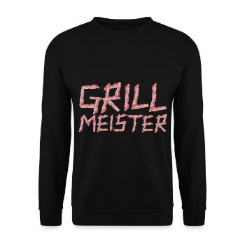 Grill Meister Titel aus Bacon Speck Grillmeister - Unisex Pullover - Schwarz - Vorne - Alina (178cm) & Michal (187cm)