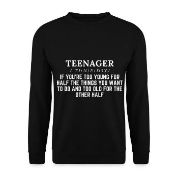 Teenager Jugendliche Jugendlicher Teen Geschenk - Unisex Pullover - Schwarz - Vorne - Alina (178cm) & Michal (187cm)