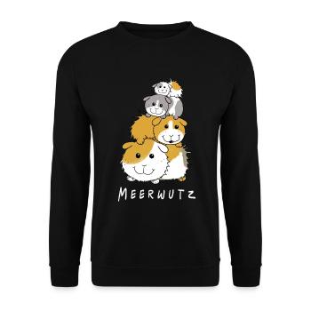 Joyeux cochon d'Inde I Meersau Gift I Fun - Sweat-shirt Unisexe - noir - Devant - Alina (178cm) & Michal (187cm)