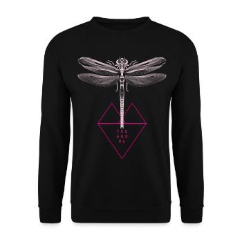 Dragonfly tattoo wings angel dragonfly heart woman pink - Unisex Sweatshirt - black - Front - Alina (178cm) & Michal (187cm)