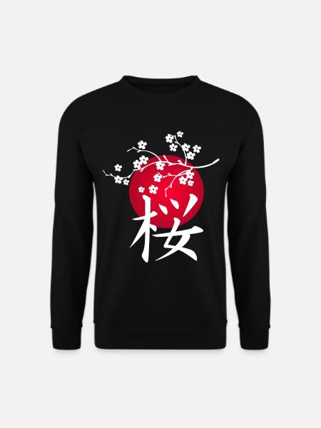 Cerisier japonais blanc et soleil rouge - Sweat-shirt Unisexe - noir