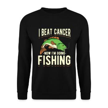 I Beat Cancer Now I'm Going Fishing Angler Fischer - Unisex Sweatshirt - black - Front - Alina (178cm) & Michal (187cm)