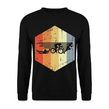 Retro Vintage Triathlon - Unisex Sweatshirt - black - Front - Alina (178cm) & Michal (187cm)
