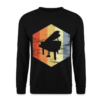 Piano à queue vintage - Sweat-shirt Unisexe - noir - Devant - Alina (178cm) & Michal (187cm)