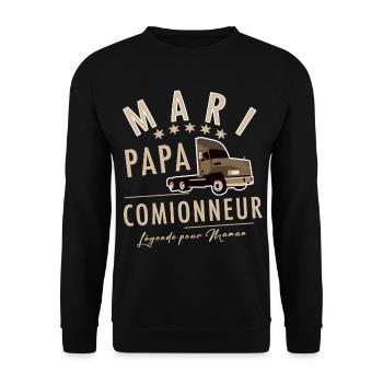 Mari papa camionneur légende pour maman - Sweat-shirt Unisexe - noir - Devant - Alina (178cm) & Michal (187cm)