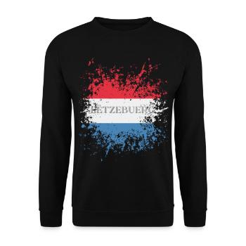 Flagge des luxemburgischen Grunge, luxemburgischer Stolz - Unisex Pullover - Schwarz - Vorne - Alina (178cm) & Michal (187cm)