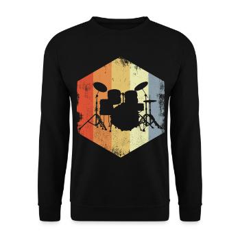 Vintage Schlagzeug Skizze - Unisex Pullover - Schwarz - Vorne - Alina (178cm) & Michal (187cm)