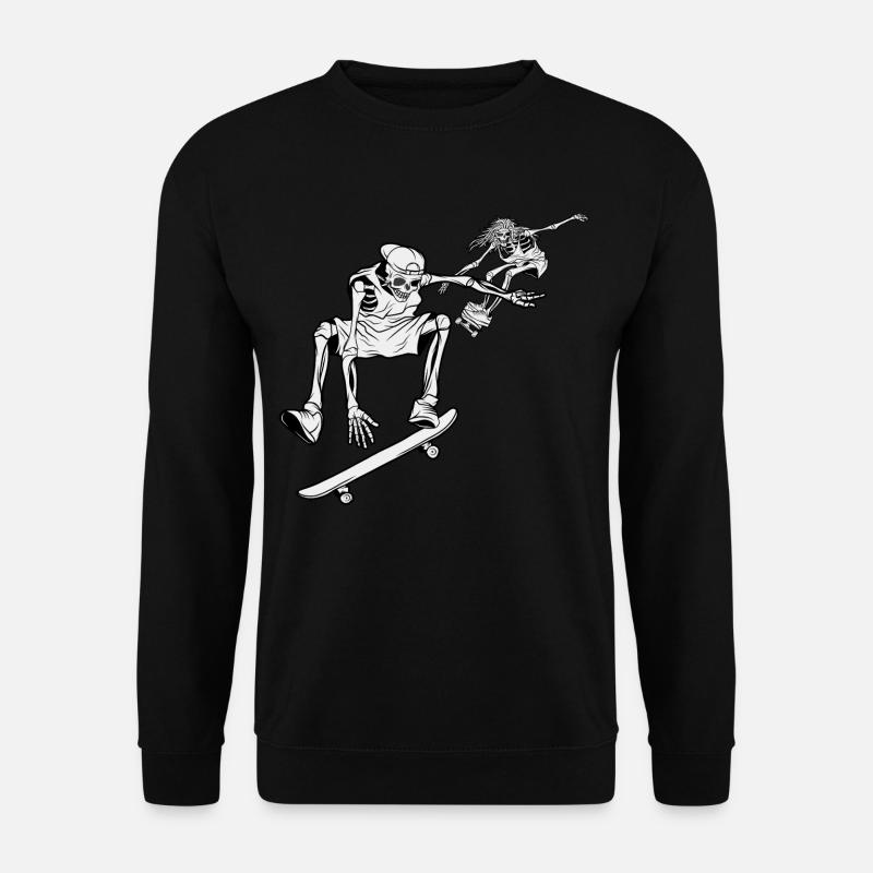 SKATEBOARD SKELETTE, HALLOWEEN SKATE SKELETTE - Unisex Pullover - Schwarz