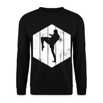 Kickboxer Drawing - Unisex Sweatshirt - black - Front - Alina (178cm) & Michal (187cm)
