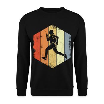 Vintage Läuferin - Unisex Pullover - Schwarz - Vorne - Alina (178cm) & Michal (187cm)