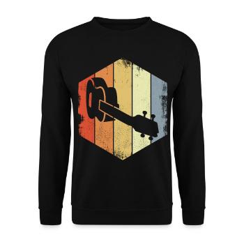 Vintage Ukulele Zeichnung - Unisex Pullover - Schwarz - Vorne - Alina (178cm) & Michal (187cm)