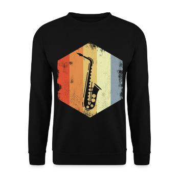 Vintage Saxophone Sketch - Unisex Sweatshirt - black - Front - Alina (178cm) & Michal (187cm)