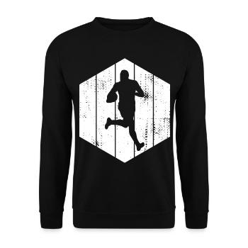 Rugby Zeichnung - Unisex Pullover - Schwarz - Vorne - Alina (178cm) & Michal (187cm)
