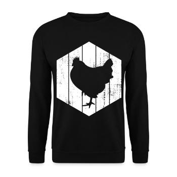 Henne Zeichnung - Unisex Pullover - Schwarz - Vorne - Alina (178cm) & Michal (187cm)