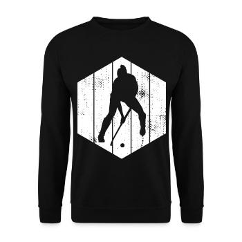 Hockey Spieler Skizze - Unisex Pullover - Schwarz - Vorne - Alina (178cm) & Michal (187cm)