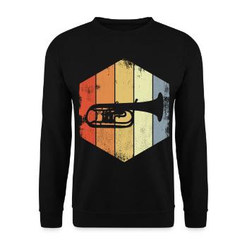 Vintage Trompete Skizze - Unisex Pullover - Schwarz - Vorne - Alina (178cm) & Michal (187cm)