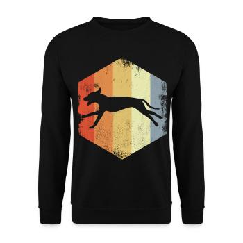 Hund Vintage Look - Unisex Pullover - Schwarz - Vorne - Alina (178cm) & Michal (187cm)