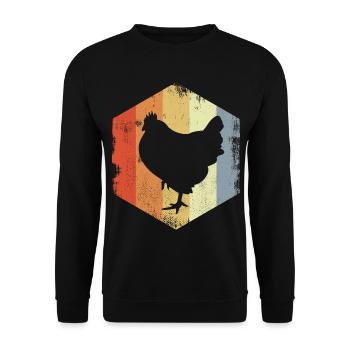 Vintage Huhn - Unisex Pullover - Schwarz - Vorne - Alina (178cm) & Michal (187cm)