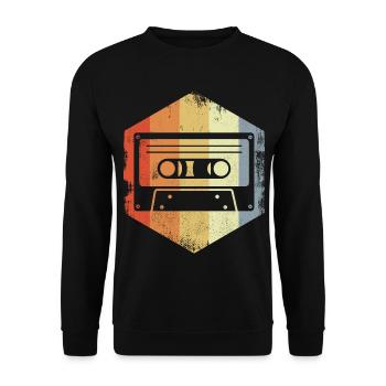 Retro 80er Kassette - Unisex Pullover - Schwarz - Vorne - Alina (178cm) & Michal (187cm)