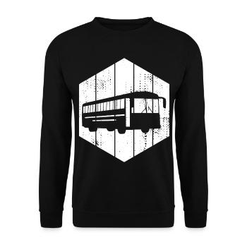 Bus Drawing - Unisex Sweatshirt - black - Front - Alina (178cm) & Michal (187cm)