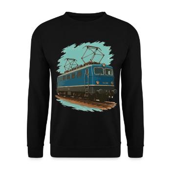 Strom am Stahl – E-Lok Power - Unisex Pullover - Schwarz - Vorne - Alina (178cm) & Michal (187cm)