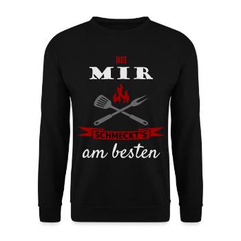 Bei mir schmeckt's am besten - Unisex Pullover - Schwarz - Vorne - Alina (178cm) & Michal (187cm)