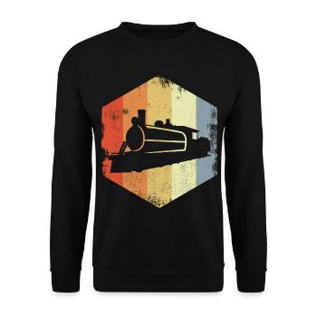 Retro Steam Locomotive - Unisex Sweatshirt - black - Front - Alina (178cm) & Michal (187cm)