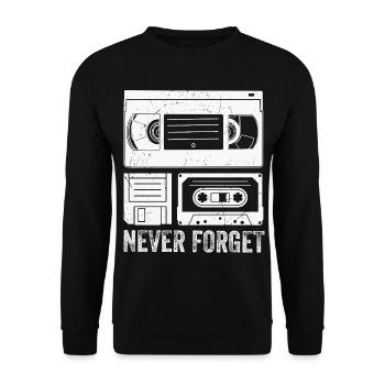 Cassette vintage n’oubliez jamais - Sweat-shirt Unisexe - noir - Devant - Alina (178cm) & Michal (187cm)
