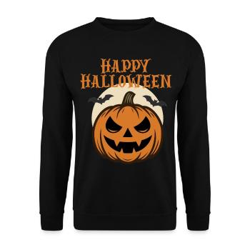 Joyeux Halloween citrouille avec des chauves-souris - Sweat-shirt Unisexe - noir - Devant - Alina (178cm) & Michal (187cm)