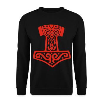 Thor's Hammer (Red) - Unisex Sweatshirt - black - Front - Alina (178cm) & Michal (187cm)