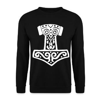 Thor's Hammer (White) - Unisex Sweatshirt - black - Front - Alina (178cm) & Michal (187cm)