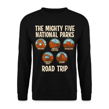Road Trip des Cinq Grands Parcs Nationaux aux États-Unis - Sweat-shirt Unisexe - noir - Devant - Alina (178cm) & Michal (187cm)