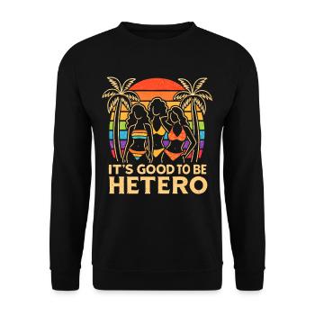 It's Good to Be Hetero Sunset Trio - Unisex Sweatshirt - black - Front - Alina (178cm) & Michal (187cm)
