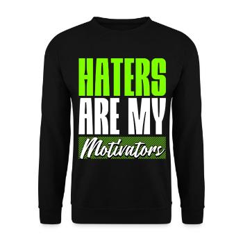 Haters are my Motivators - Unisex Pullover - Schwarz - Vorne - Alina (178cm) & Michal (187cm)