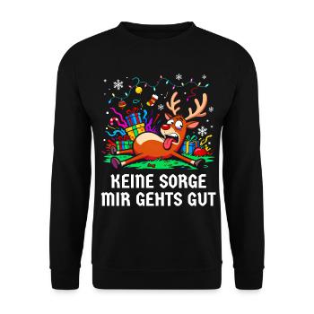 Reindeer Christmas Stress Annoyed Chaotic - Unisex Sweatshirt - black - Front - Alina (178cm) & Michal (187cm)