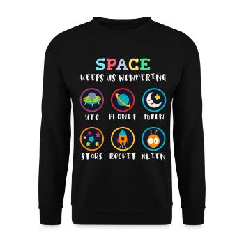 Space arouses curiosity - Unisex Sweatshirt - black - Front - Alina (178cm) & Michal (187cm)