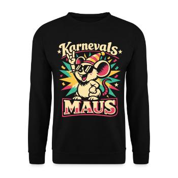 Karnevalsmaus Rock Musik Lustig Geschenk - Unisex Pullover - Schwarz - Vorne - Alina (178cm) & Michal (187cm)