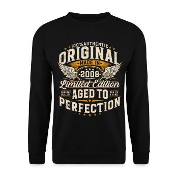 Cadeau vintage 18 anniversaires vintage 2008 - Sweat-shirt Unisexe - noir - Devant - Alina (178cm) & Michal (187cm)