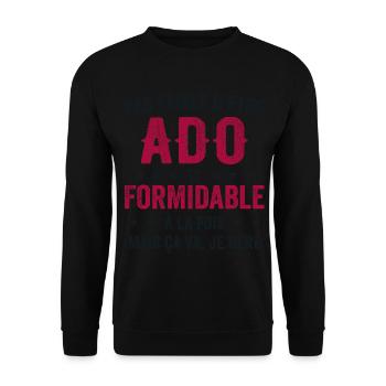 Humour Ado - Je Suis Un Ado Formidable - Sweat-shirt Unisexe - noir - Devant - Alina (178cm) & Michal (187cm)
