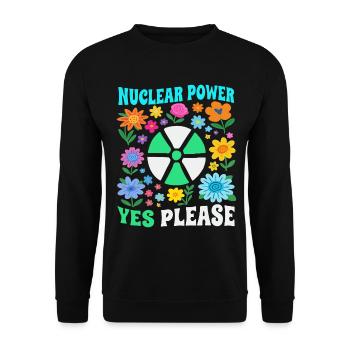 Atomkraft ja bitte mit Blumen - Unisex Pullover - Schwarz - Vorne - Alina (178cm) & Michal (187cm)