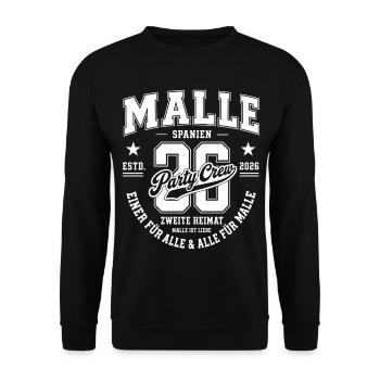 Malle 2026 Party Crew Zweite Heimat - Unisex Pullover - Schwarz - Vorne - Alina (178cm) & Michal (187cm)