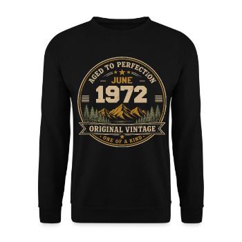 Vintage Juni 1972 – Original Perfection Juni 1972 - Unisex Pullover - Schwarz - Vorne - Alina (178cm) & Michal (187cm)